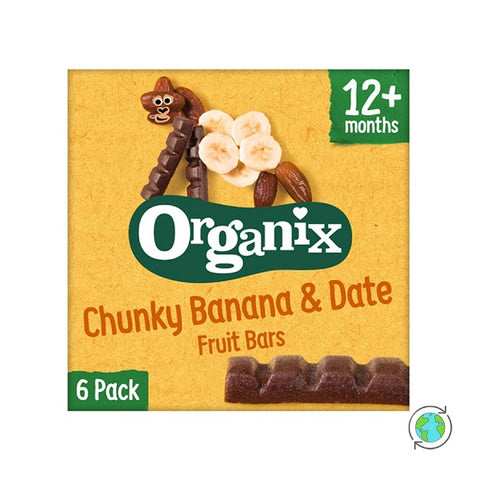 Βιολογικές Μπάρες Φρούτων Μπανάνα & Χουρμάς (12μ+) – Organix – 102gr