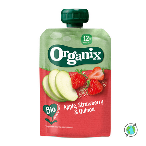 Βιολογικός Παιδικός Πολτός Μήλο, Φράουλα & Κινόα (12μ+) – Organix – 100gr