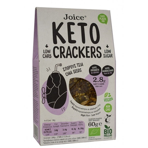 Crackers KETO Με Σπόρους Chia Bio Joice 60gr